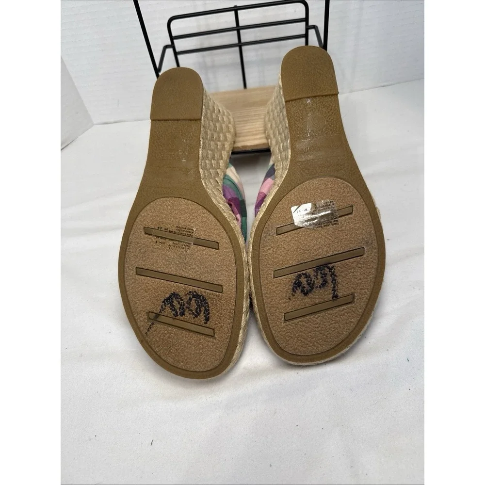 American Eagle Women's Multicolor Plaid Bow Slip-On Wedge Sandals US 8